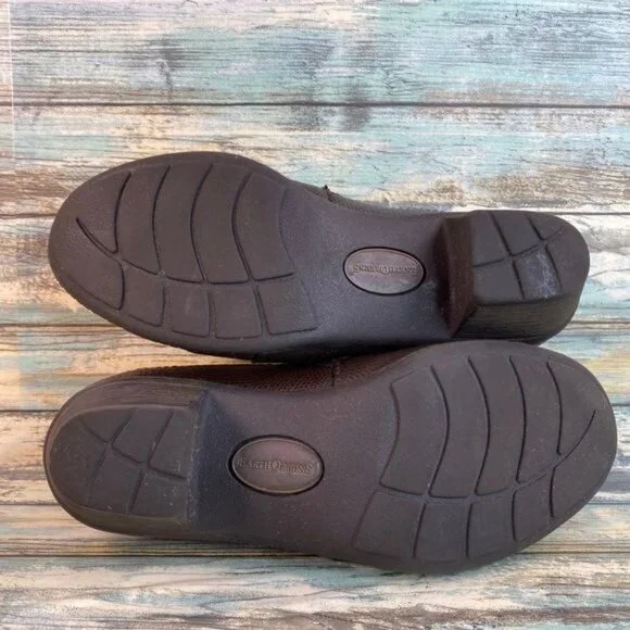 Earth?Origins Womens Brown Leather Ankle Booties Size 7.5M Monica Zip Block Heel - Picture 8 of 11